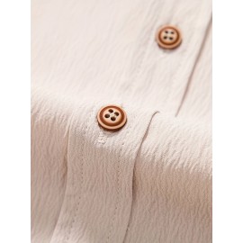 Men's Shirt Top, Solid Color Lapel Short Sleeve Closure Summer Male Casual Button Up Shirt For Daily Business Formal Shirts For Men