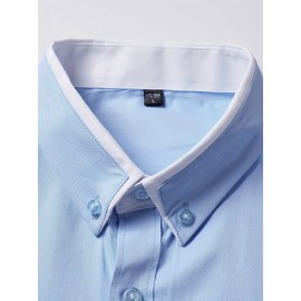 Men's Formal Classic Design Button Up Shirt, Male Clothes For Spring And Fall Business Occasion